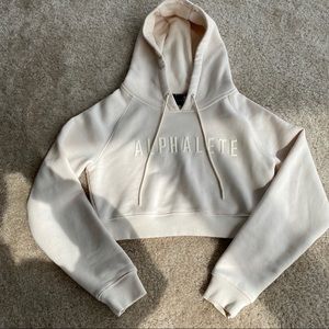 Alphalete Cream Cropped Hoodie